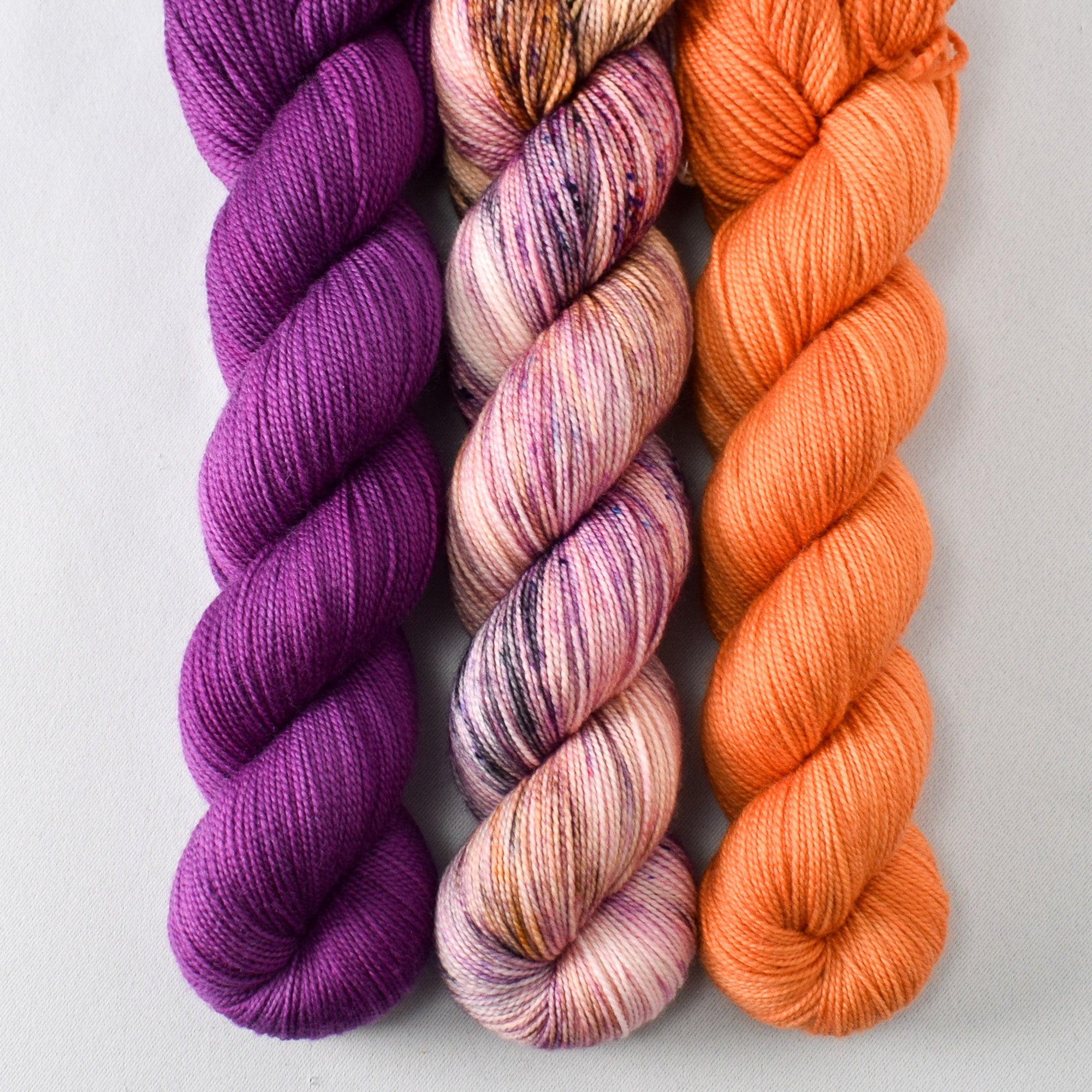 Boysenberry, Radiant Cloudscape, and Jaffa Cake - Miss Babs Yummy 2-Ply Trio