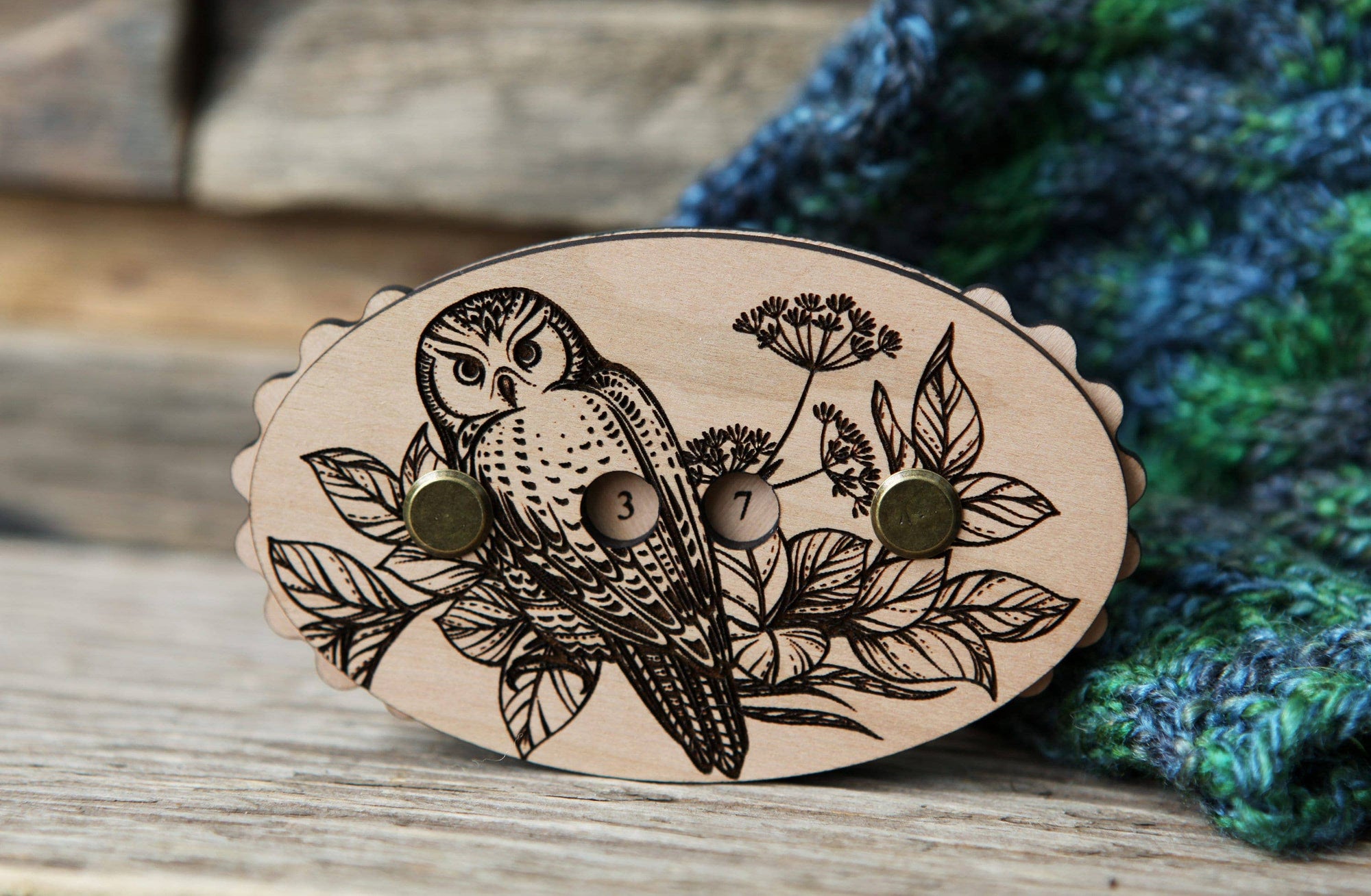 Sunrise Grove - Owl Cherry Wood Knitting & Crochet Row Counter