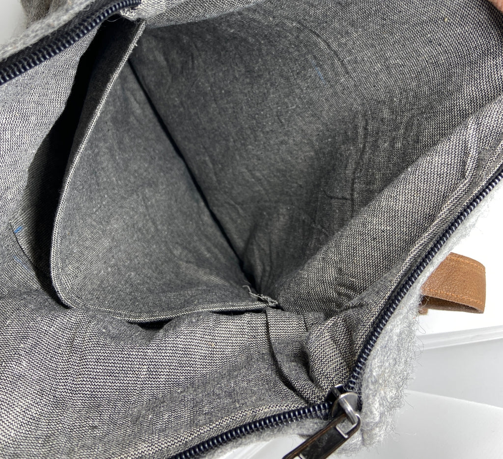 Fibres of Life Felt and Natural Leather Backpack - Forest