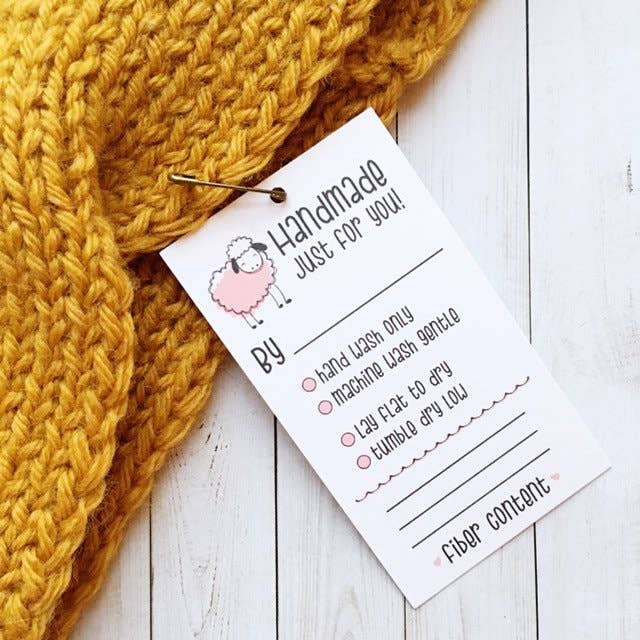 Sheep Design Handmade Care Tags - Teal, Set of 10