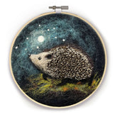 Crafty Knit Company Hedgehog in a Hoop Painting with Wool Needle Felting Kit - Miss Babs Notions
