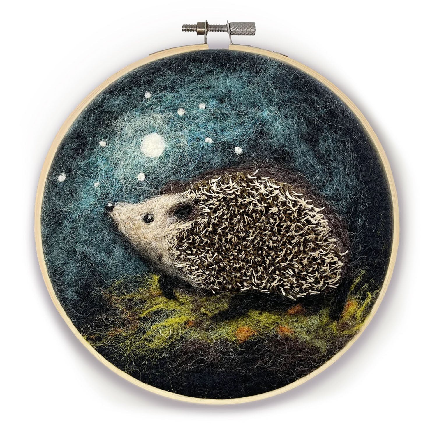 Crafty Knit Company Hedgehog in a Hoop Painting with Wool Needle Felting Kit - Miss Babs Notions