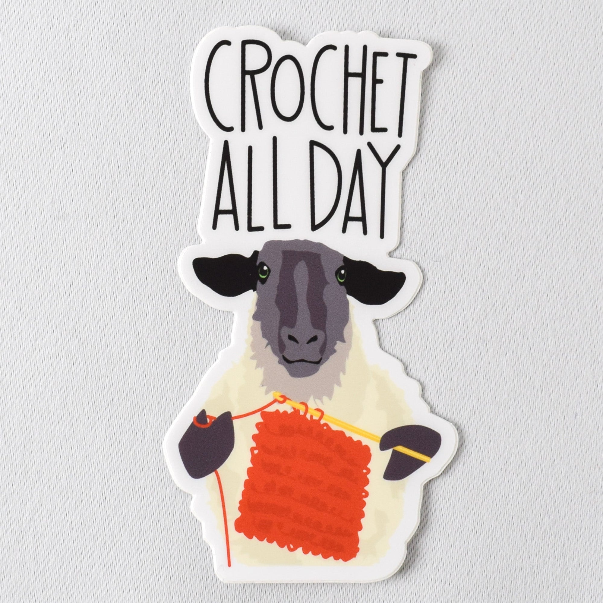 Crochet All Day Sheep Vinyl Sticker - Miss Babs Notions