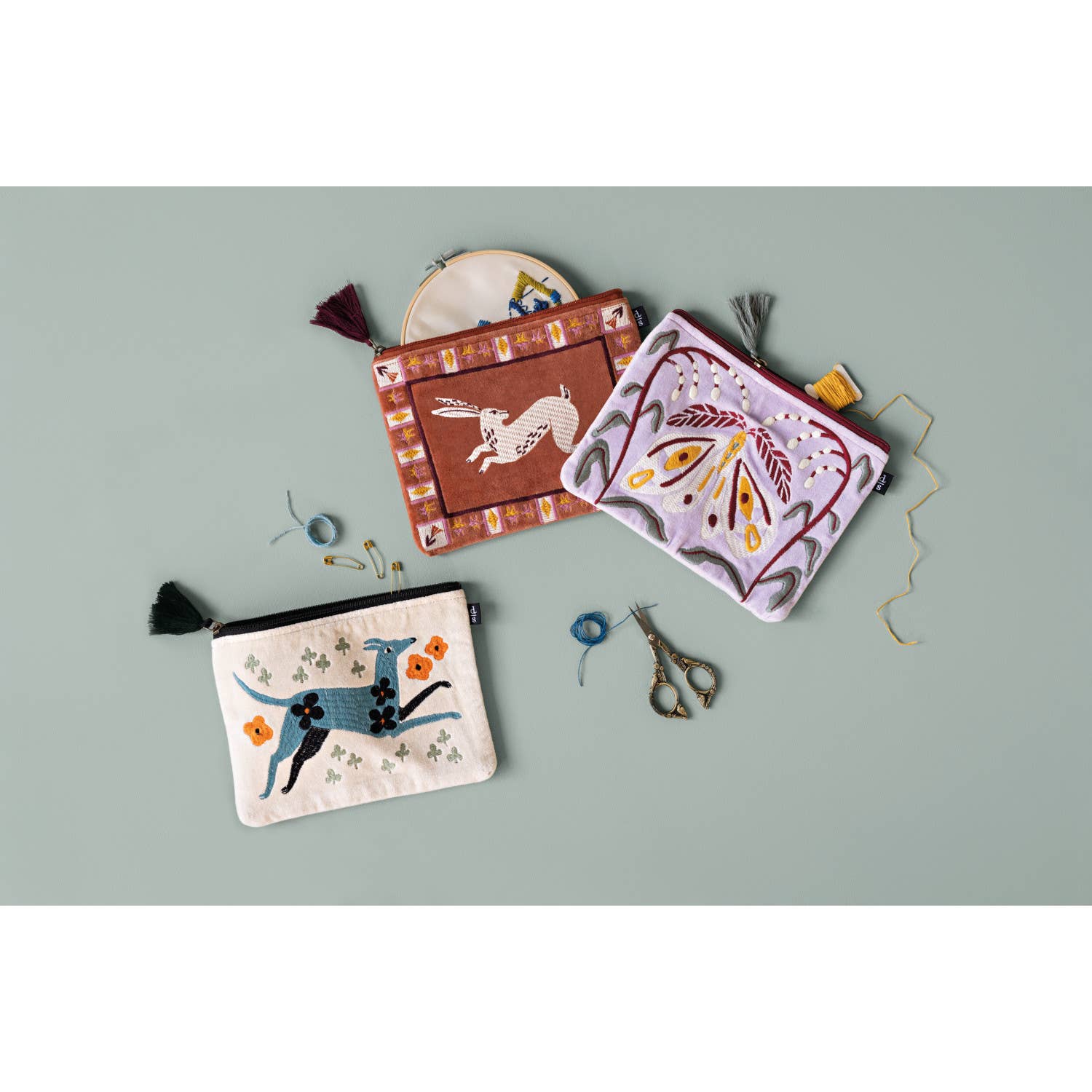 Danica Studio - Dogwood Embroidered Flat Pouch