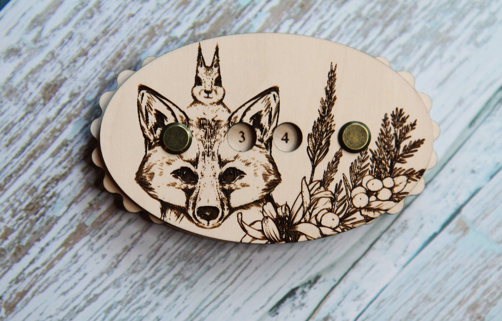 Sunrise Grove - Fox with Squirrel in Forest Knitting and Crochet Row Counter