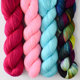 Dark Cassiopeia, Cat's Meow, Blue Poppy, and Ziggy Stardust - Miss Babs Yummy 2-Ply Quartet