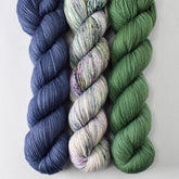 Dark Tanzanite, Morning Dream, and Giant Sequoias - Miss Babs Yummy 2-Ply Trio