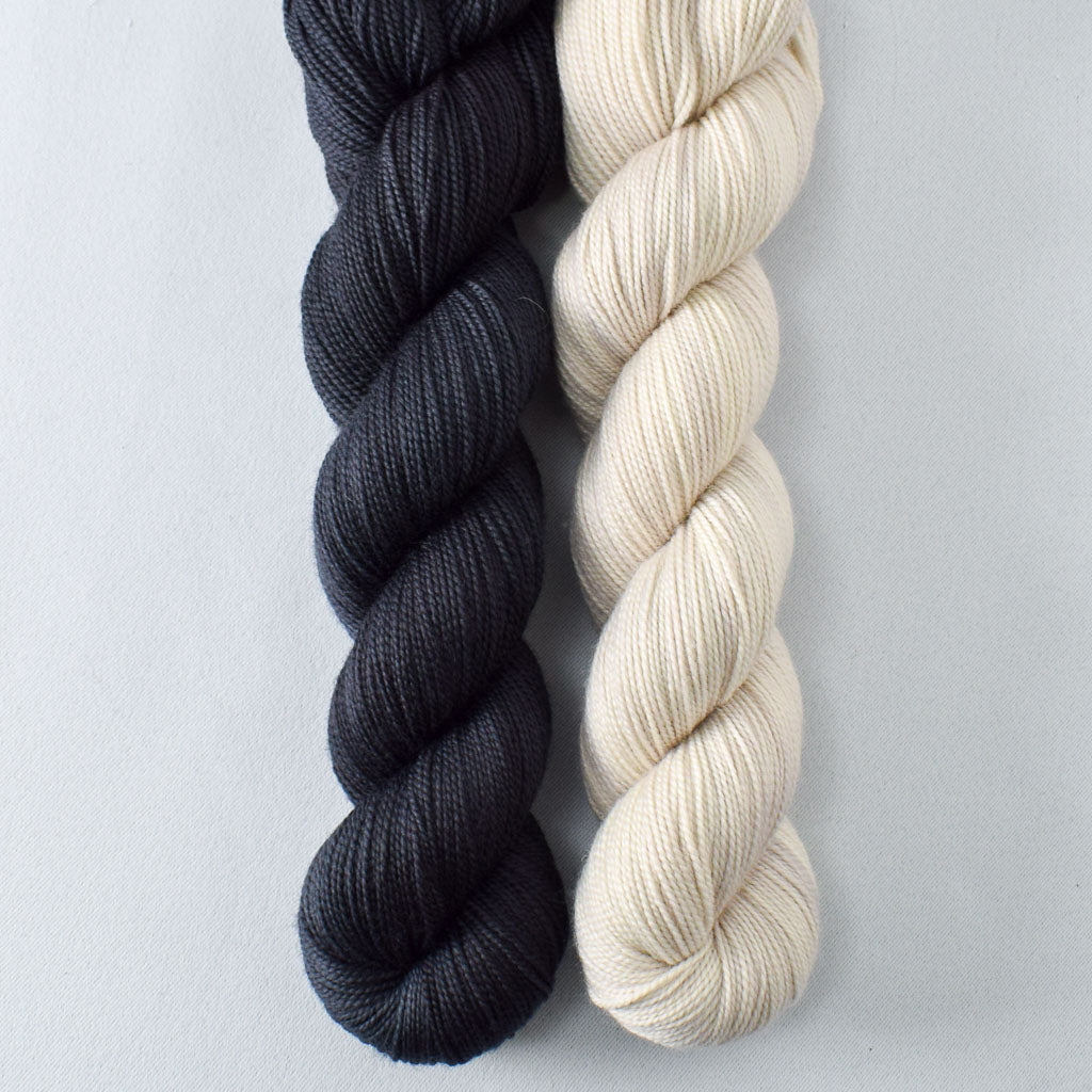 Dark Ursa Major and White Peppercorn - Miss Babs 2-Ply Duo