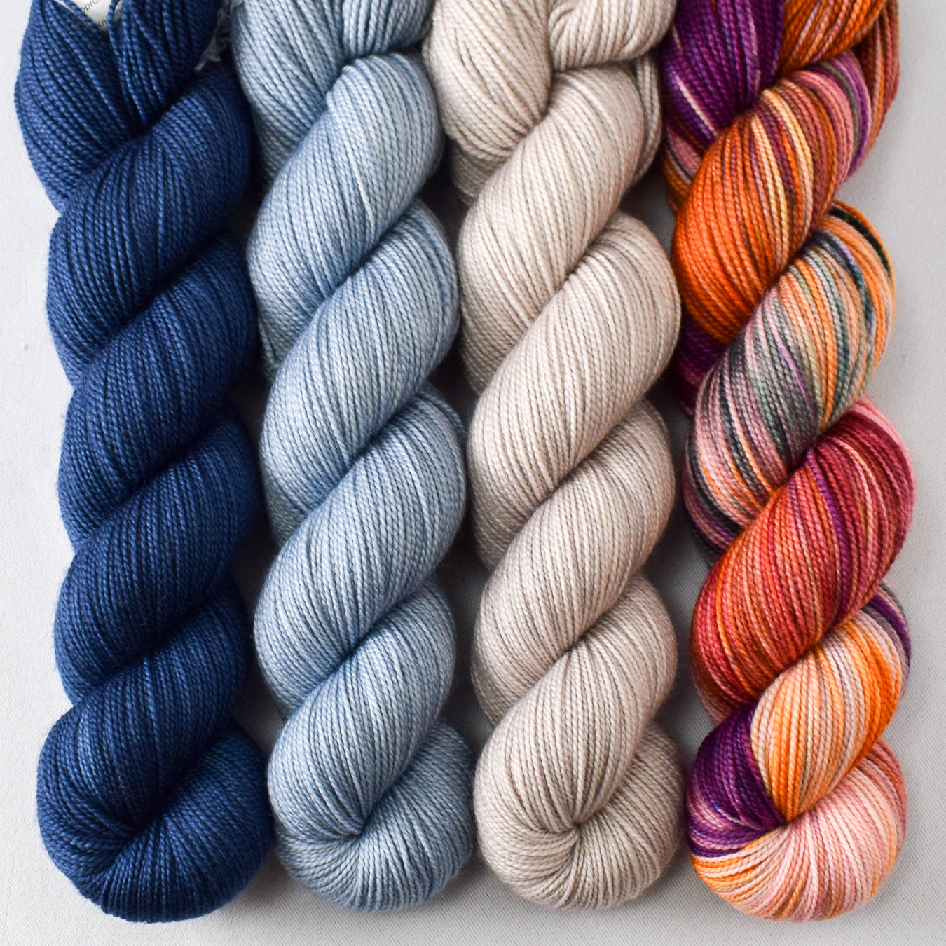 Denim, Stonewashed, Lace Murex, and Charmed - Miss Babs Yummy 2-Ply Quartet