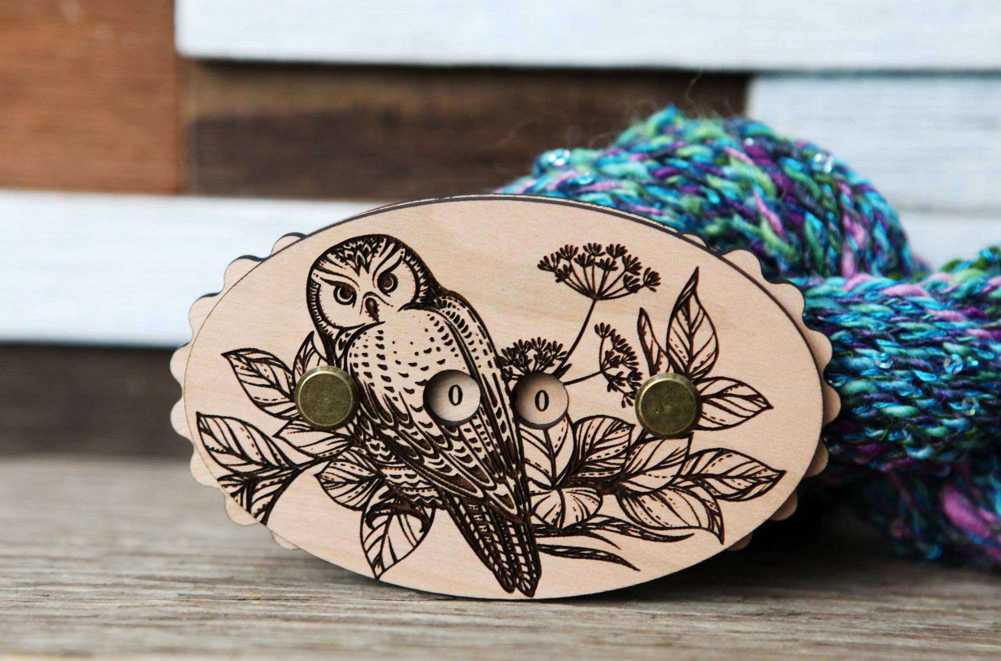 Sunrise Grove - Owl Cherry Wood Knitting & Crochet Row Counter