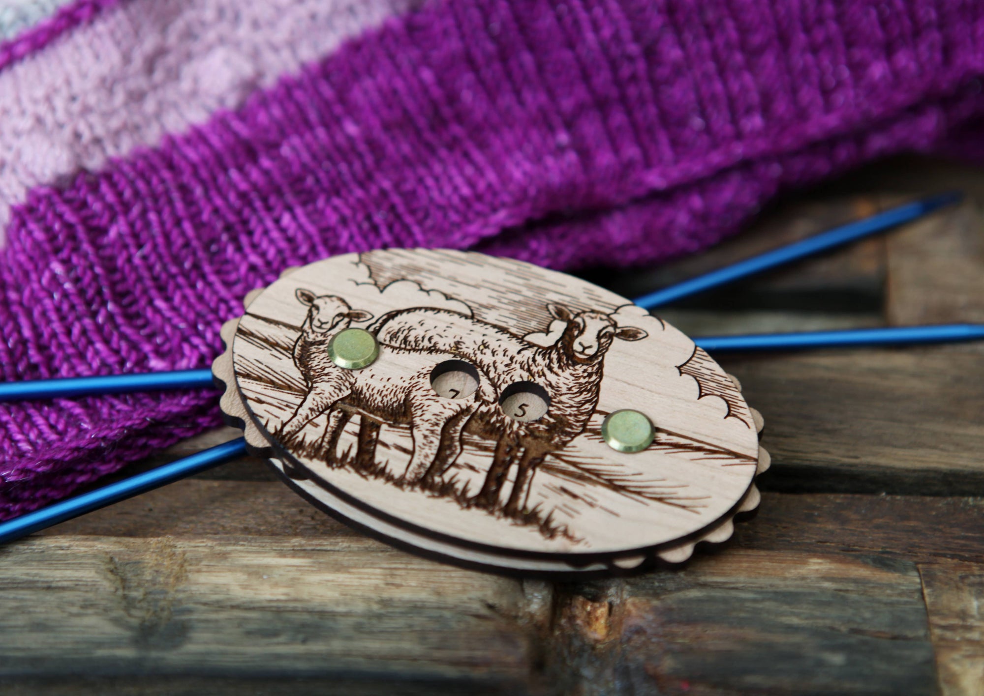 Sunrise Grove - Sheep Cherry Wood Knitting Row Counter