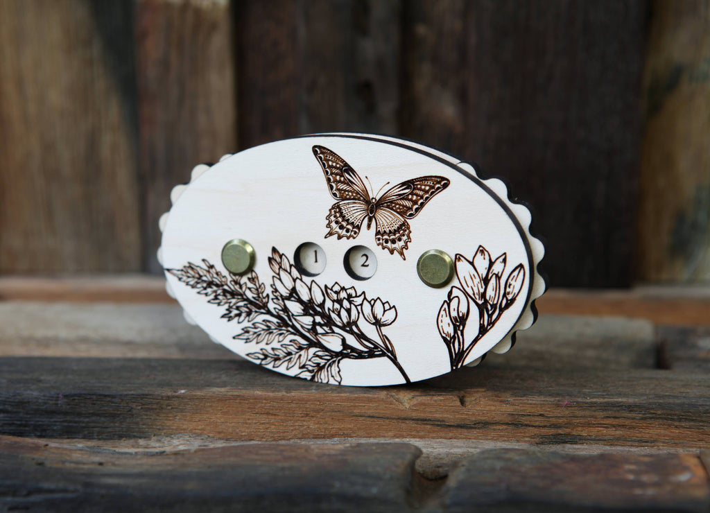 Sunrise Grove - Butterfly with Flowers Knitting and Crochet Row Counter