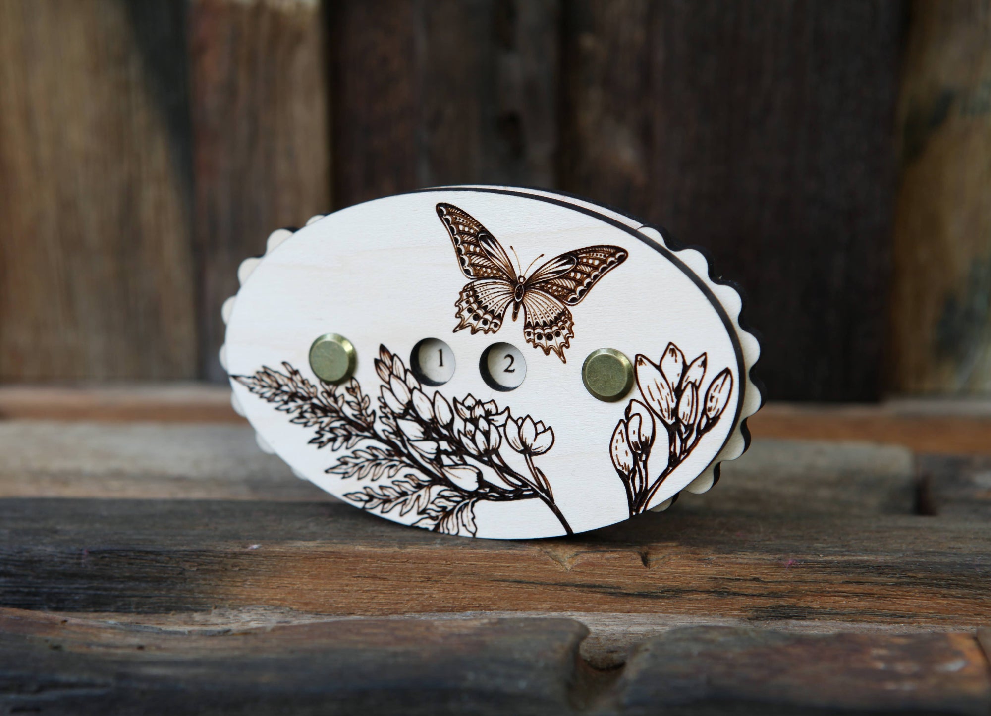 Sunrise Grove - Butterfly with Flowers Knitting and Crochet Row Counter