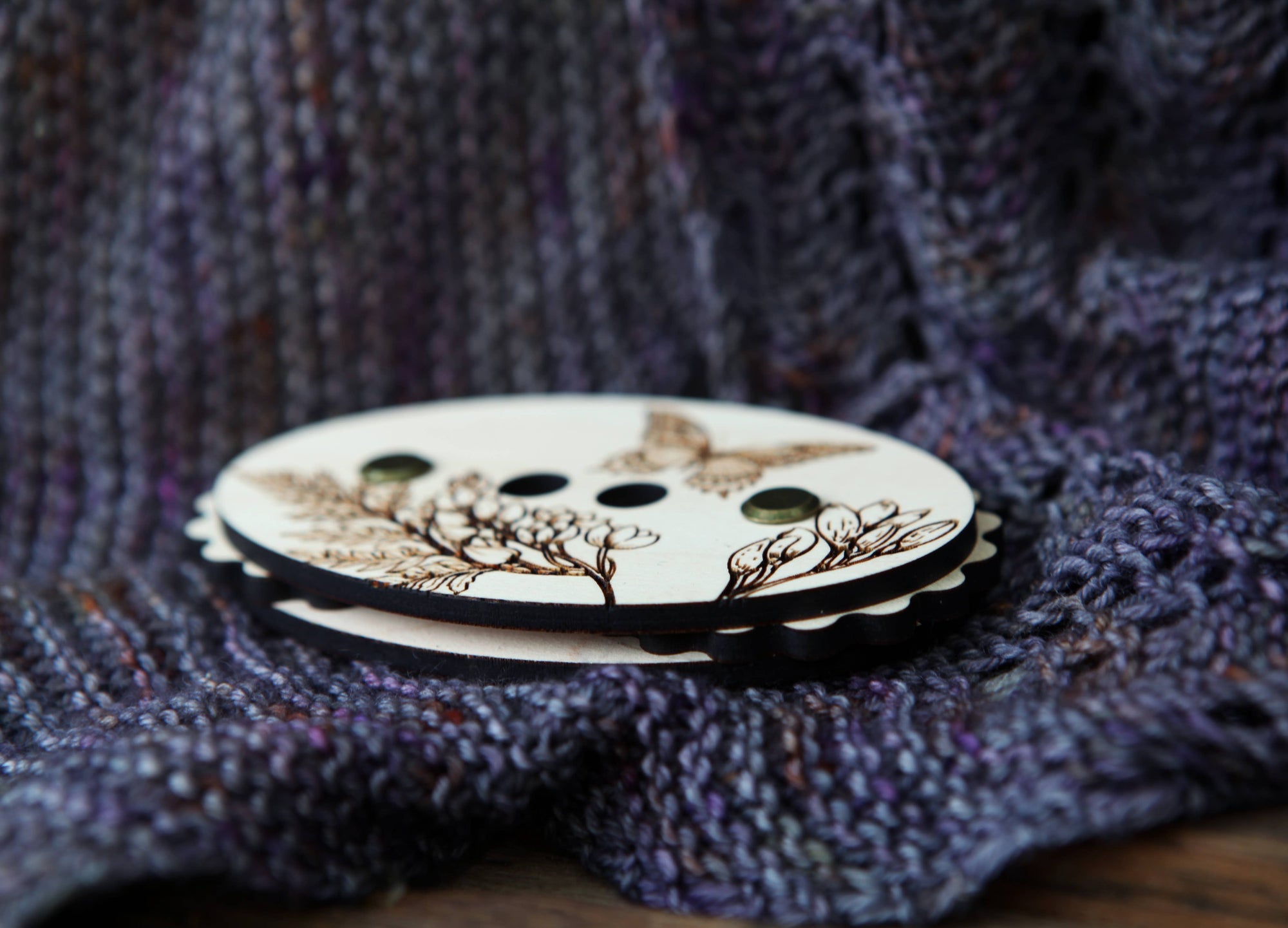 Sunrise Grove - Butterfly with Flowers Knitting and Crochet Row Counter