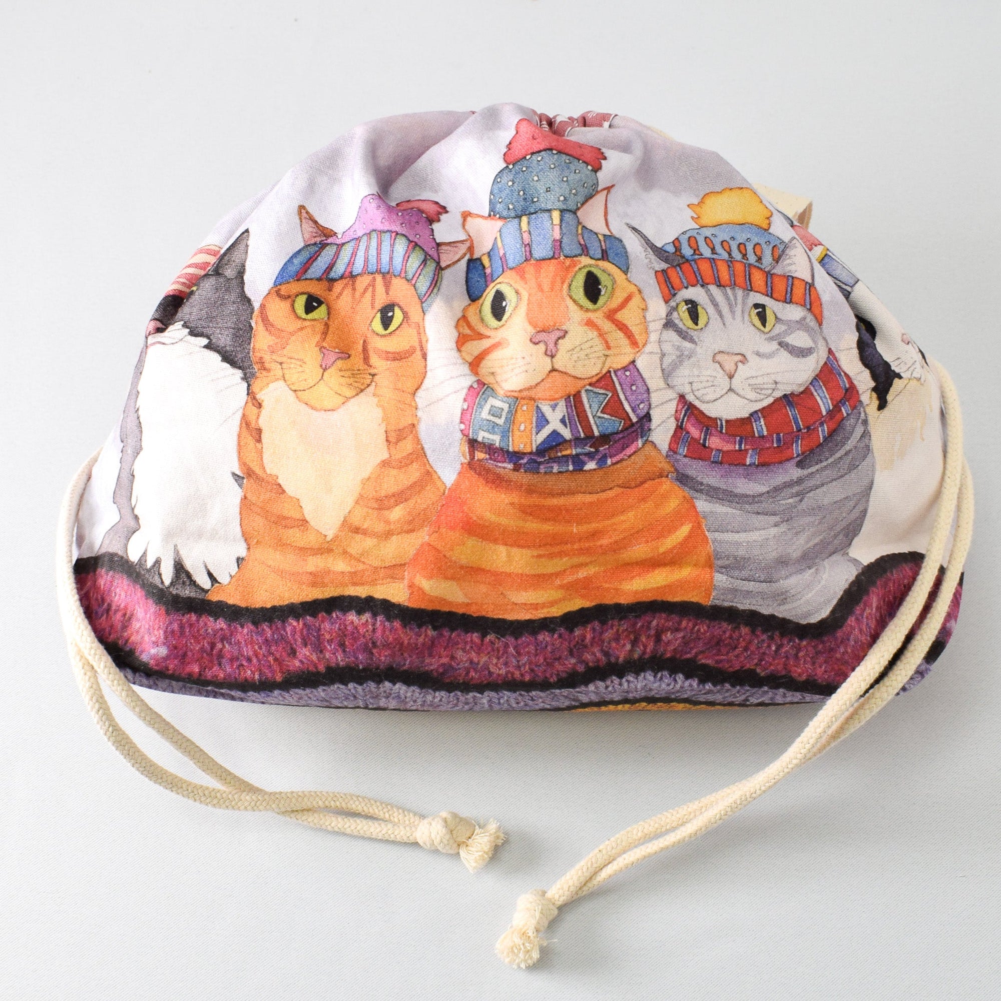 Emma Ball Cats in Hats Drawstring Bag - Miss Babs Notions