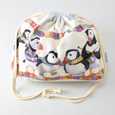 Emma Ball Knitting Puffins Drawstring Bag - Miss Babs Notions