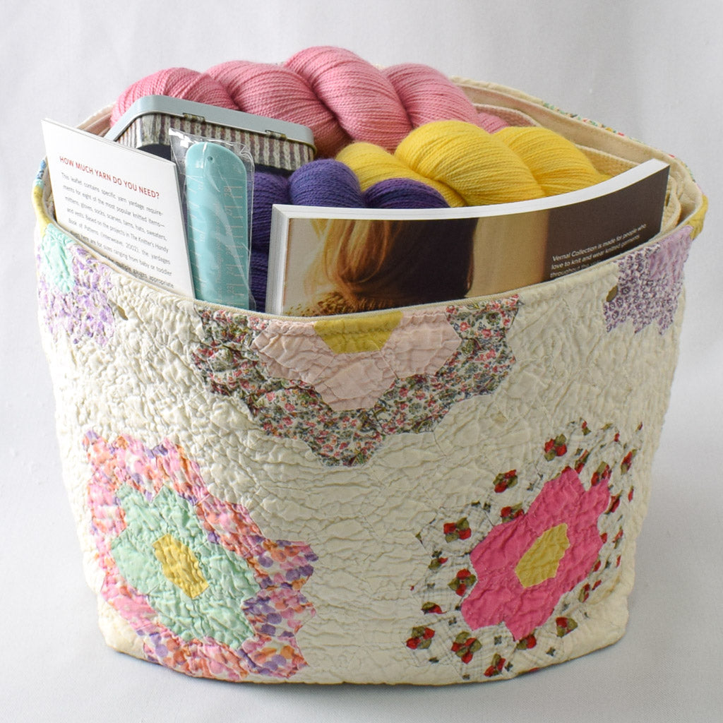 Feedsack Grandma's Flower Garden 2 Quilt Bin - QB-2402