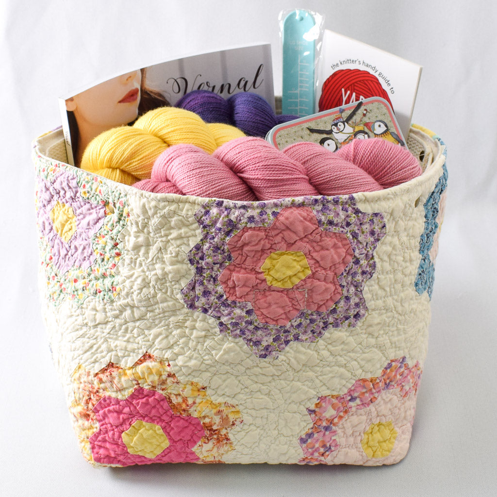 Feedsack Grandma's Flower Garden 2 Quilt Bin - QB-2402