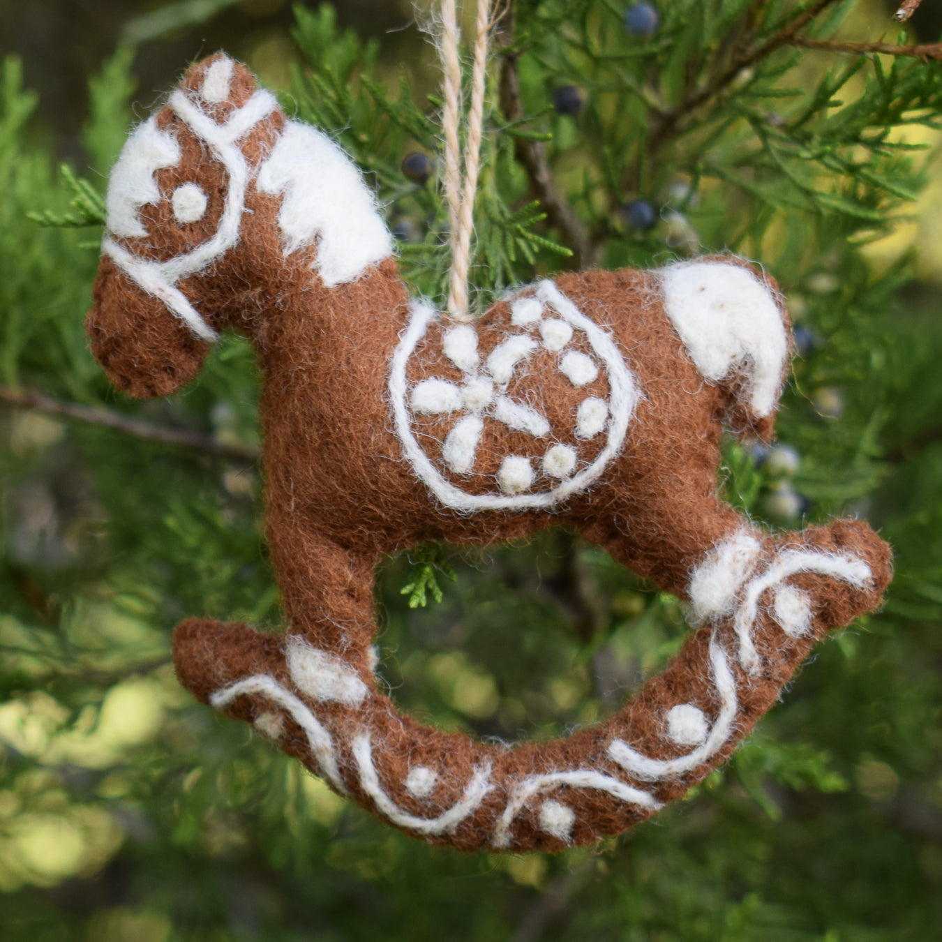 Felt Rocking Horse Ganapati Felt Ornament - Gingerbread Rocking Horse – Miss Babs