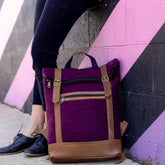 Fibers of Life Felt and Natural Leather Backpack - Plum - Miss Babs Notions