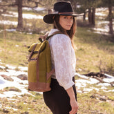 Fibres of Life Felt and Natural Leather Backpack - Olive