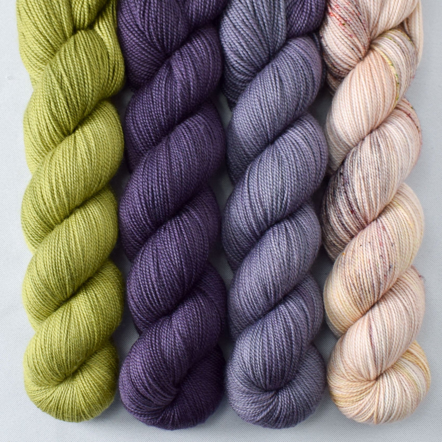 Fiddlehead, Dusk, Zuniga, and Tea Time Frenzy - Miss Babs Yummy 2-Ply Quartet