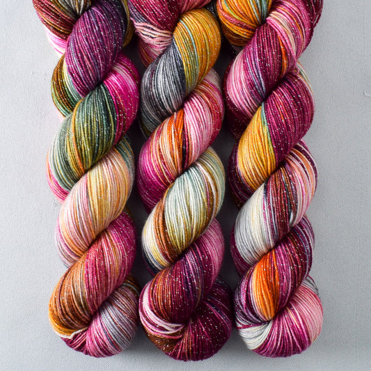 Fired Up - Miss Babs Estrellita fingering weight superwash merino and Lurex yarn