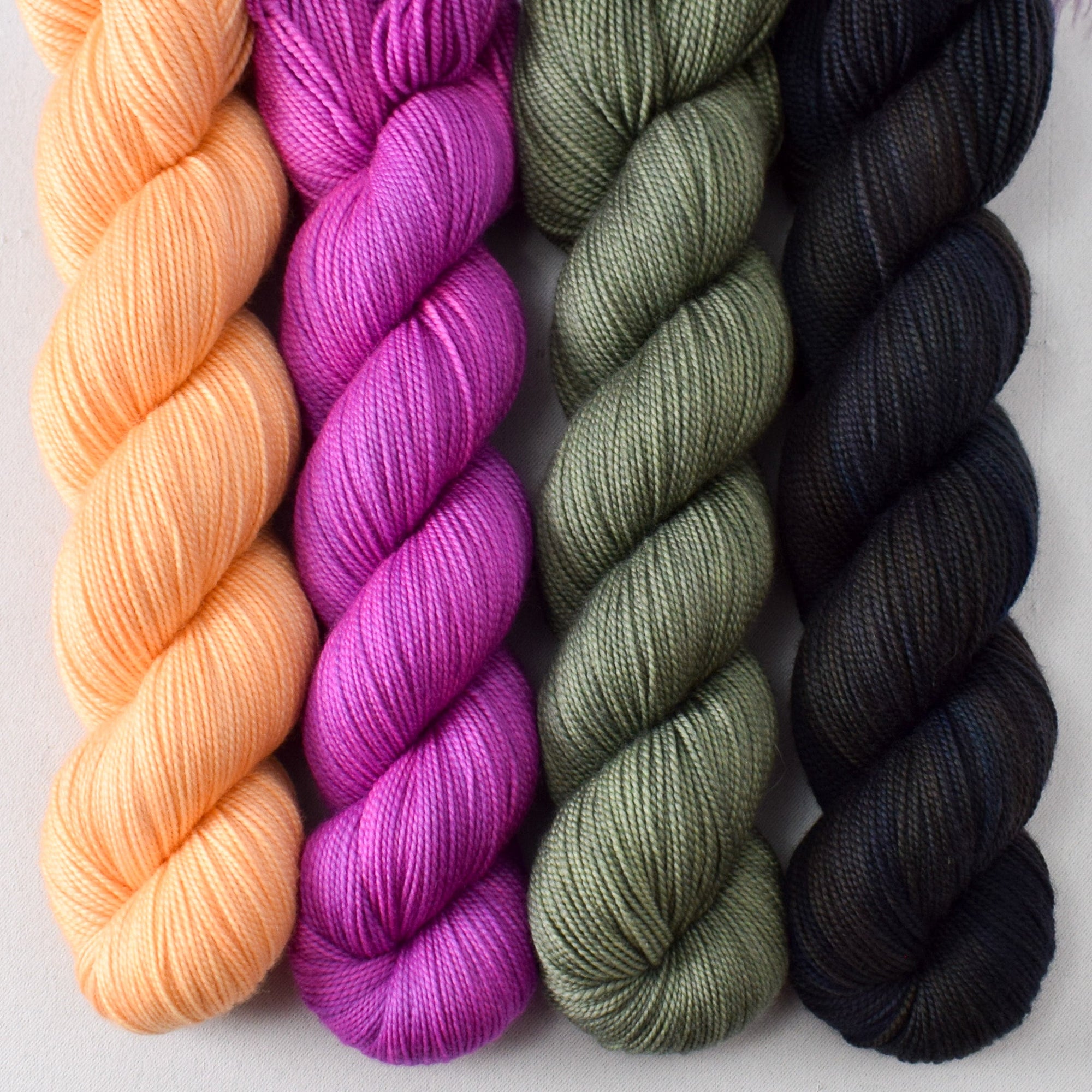 Flower Power, Rosey Dawn, Winsford Hill, and Rebound - Miss Babs Yummy 2-Ply Quartet