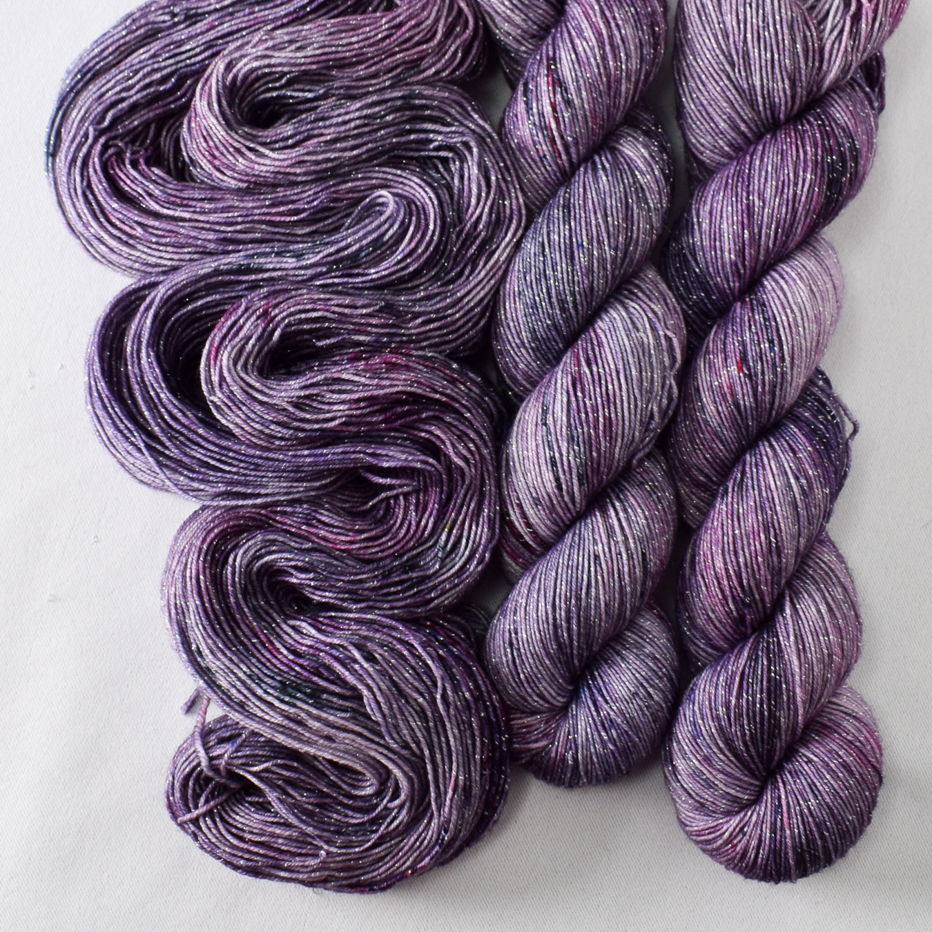 Foggy Rock - Miss Babs Estrellita fingering weight superwash merino and Lurex yarn