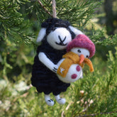 Ganapati Felt Ornament - Fluffy Sheep Holding Snowman - Miss Babs Notions