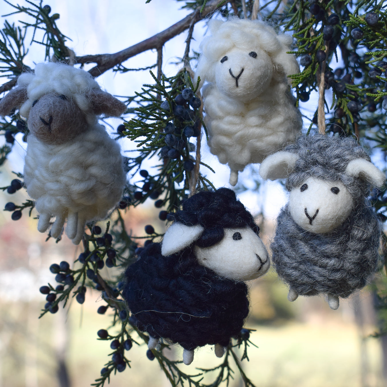 Ganapati Felt Ornament - Mini Sheep Ornament Set of 4 - Miss Babs Notions
