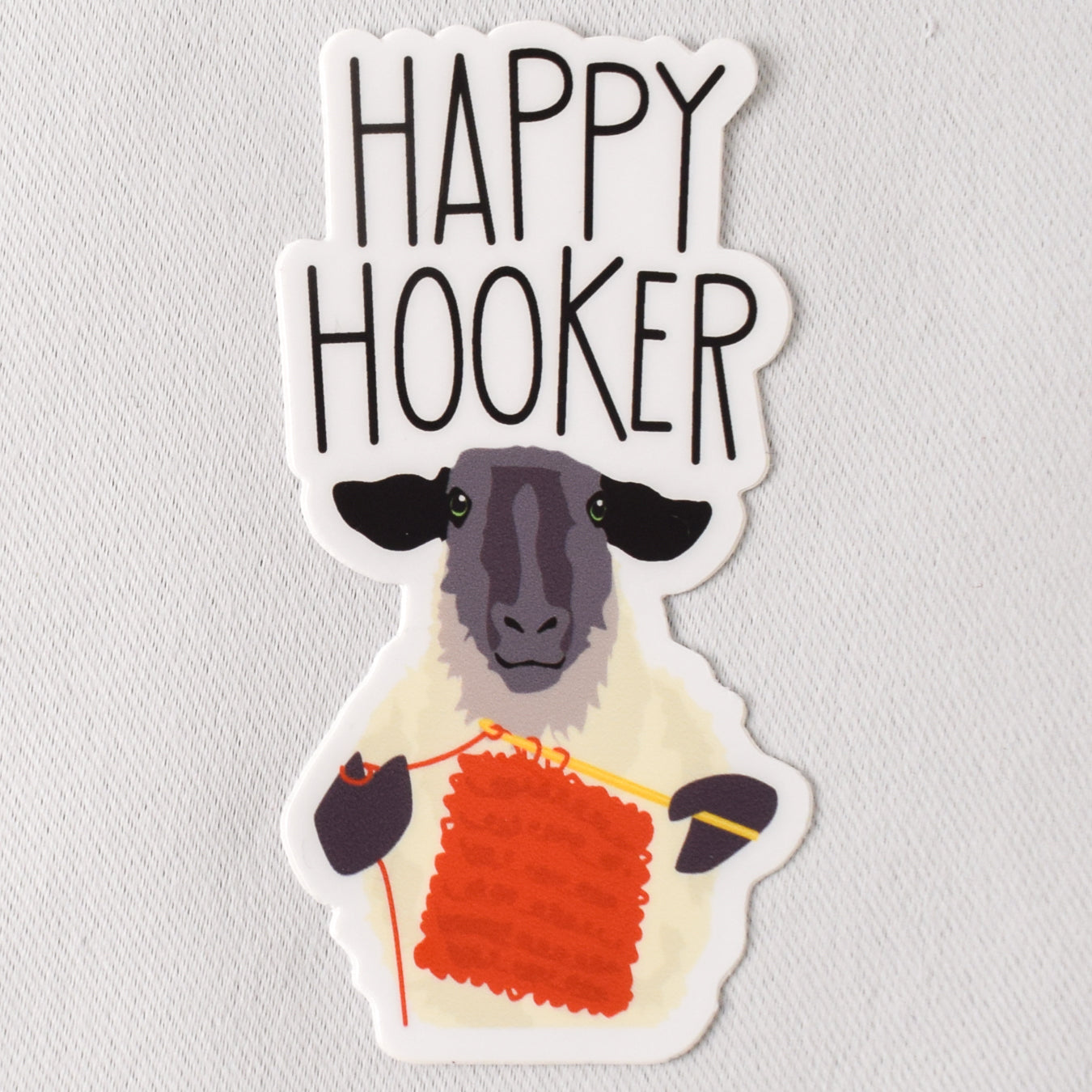 Happy Hooker Crochet Sheep Vinyl Sticker - Miss Babs Notions