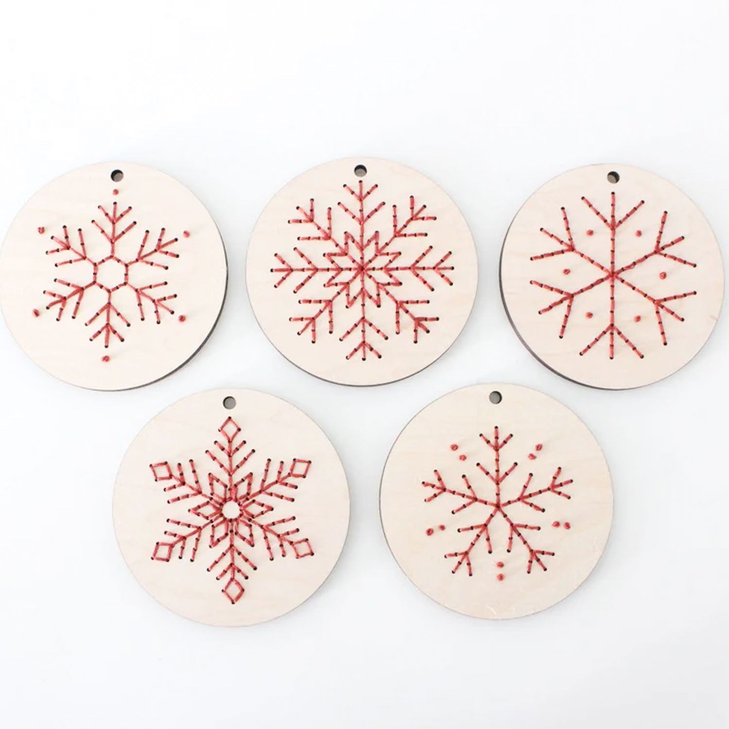 HNB House Snowflake Ornament Embroidery DIY Kit - Set of 5 - Miss Babs Notions