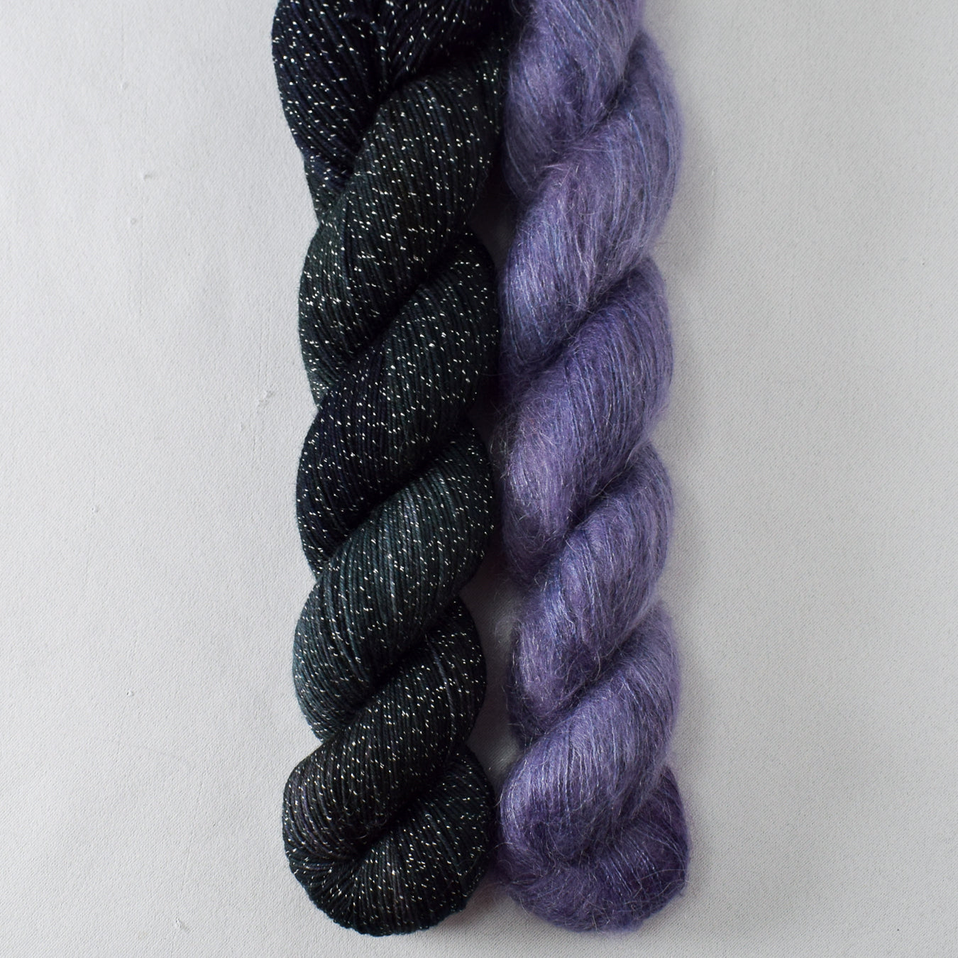 Into the Void (E), and Blue Mussel (M) - Miss Babs Shiftling Shawl Set
