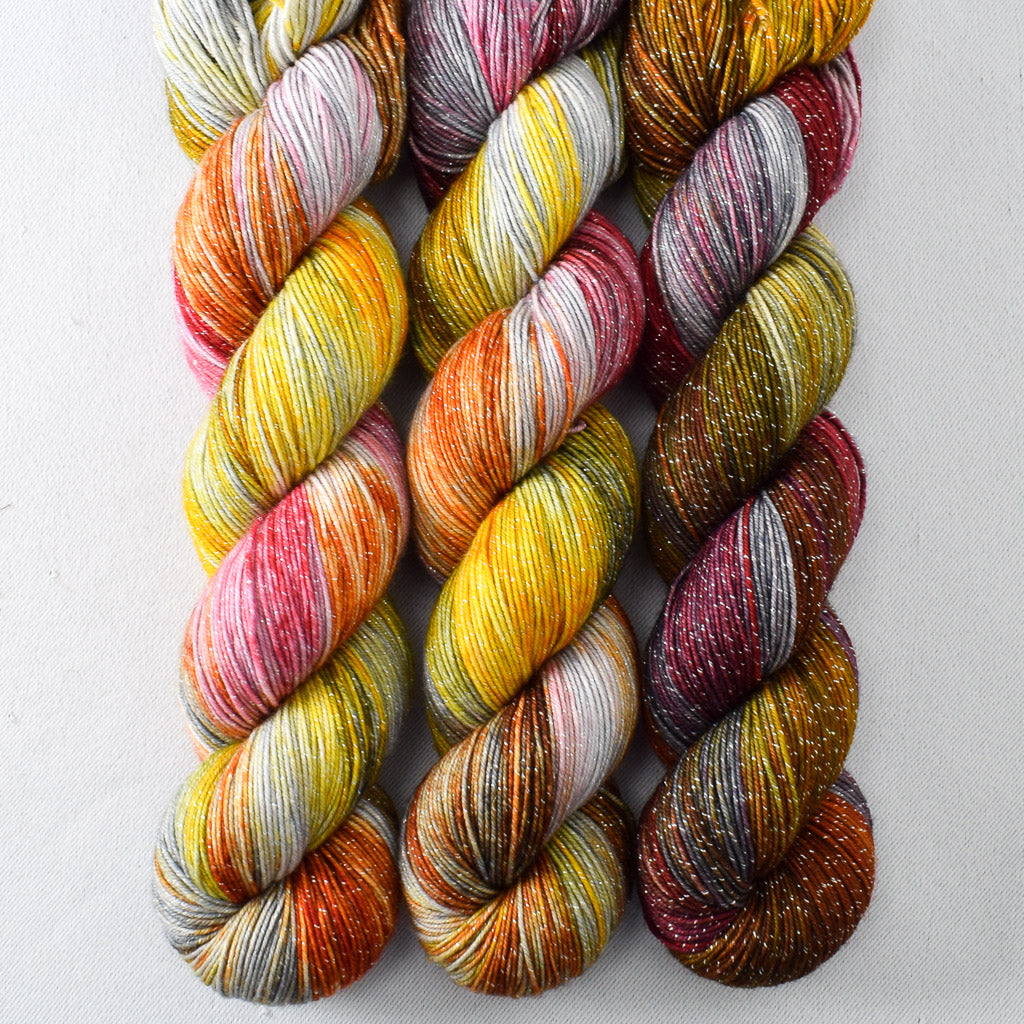 Joan of Arc - Miss Babs Estrellita fingering weight superwash merino and Lurex yarn