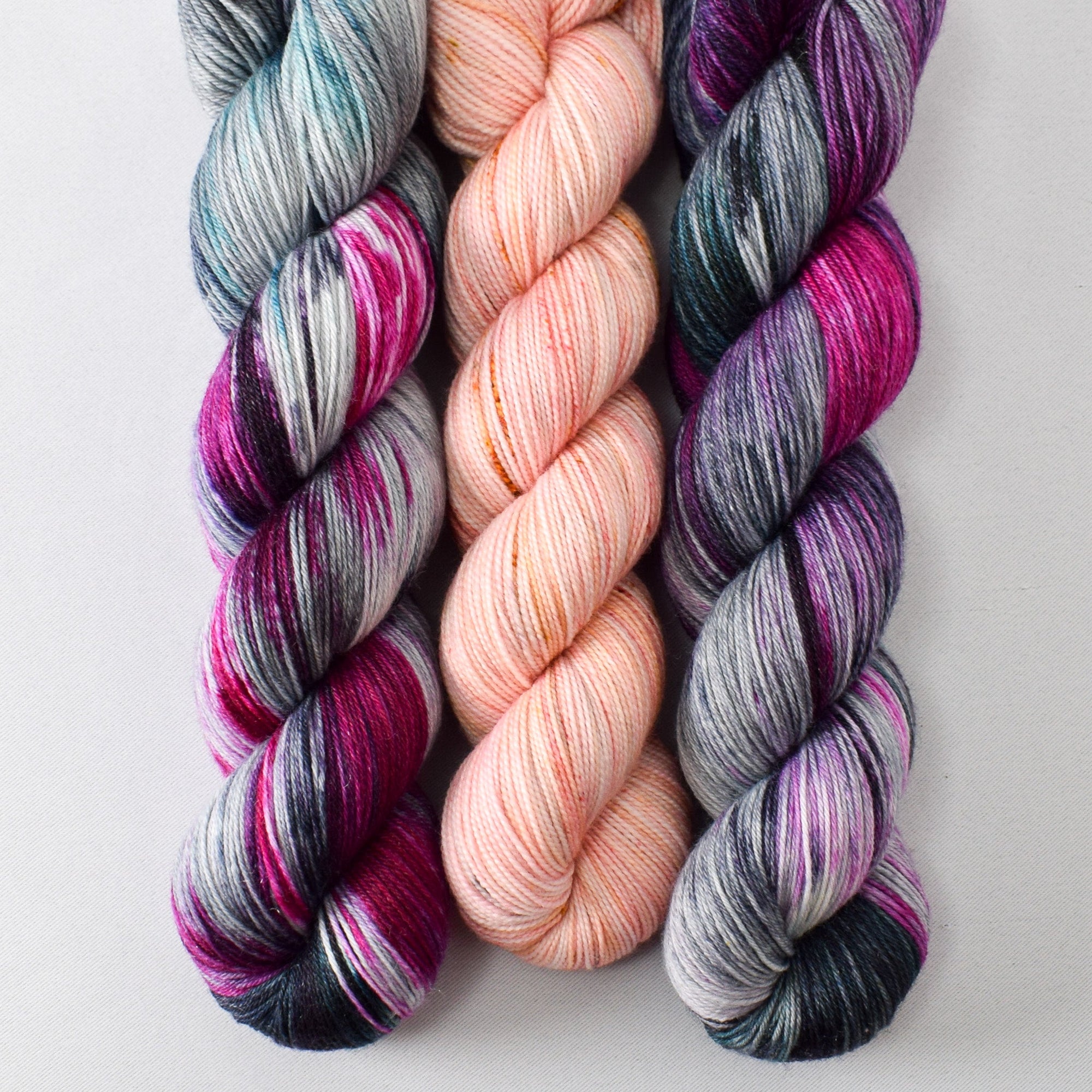 Lights Out (Tarte) and Tropical Sunset (Yummy 2-Ply) - Miss Babs Feyrow Shawl Set