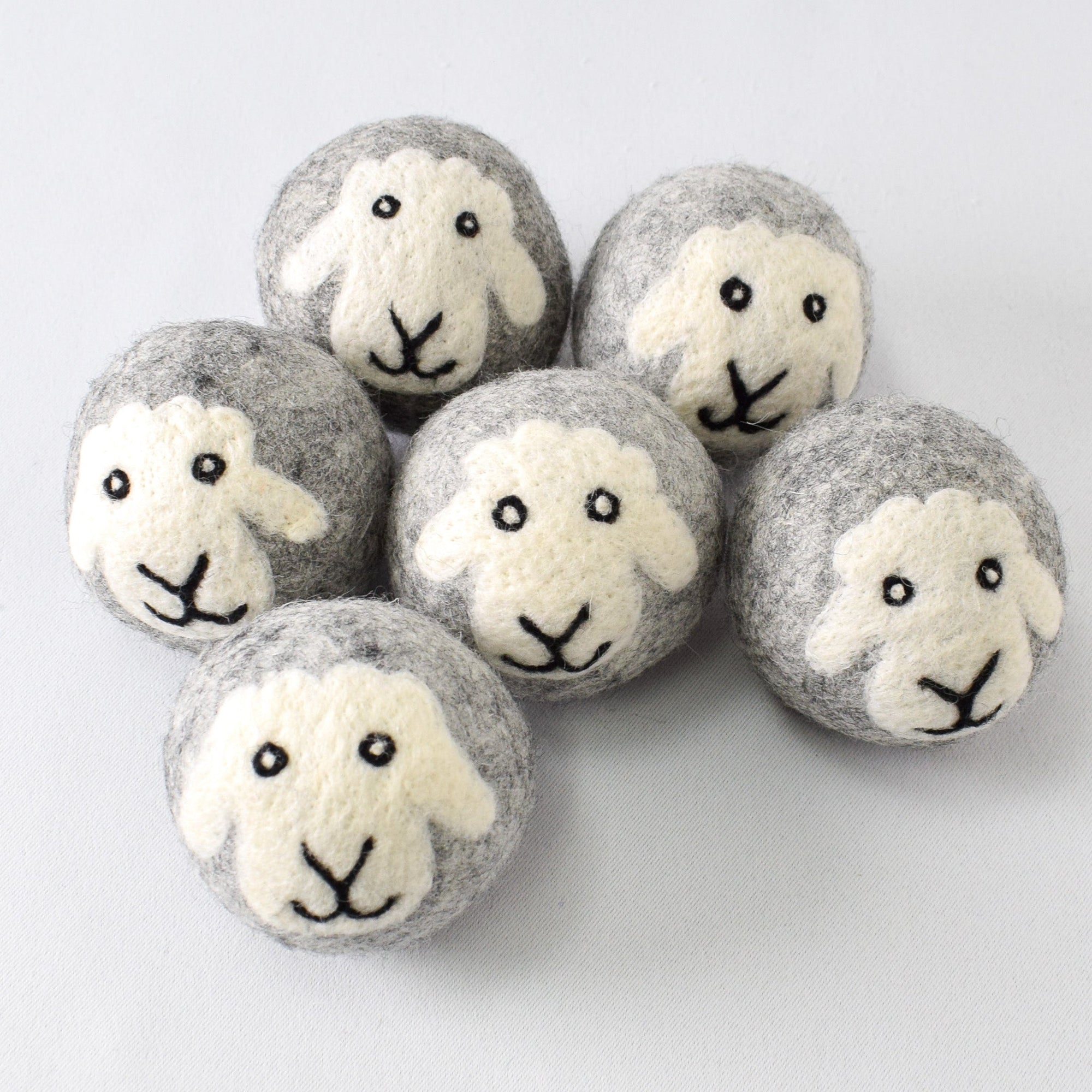 Mama Moon Boutique "Smiling Sheep" Hand-Felted 6-Pack Wool Dryer Balls - Miss Babs Notions