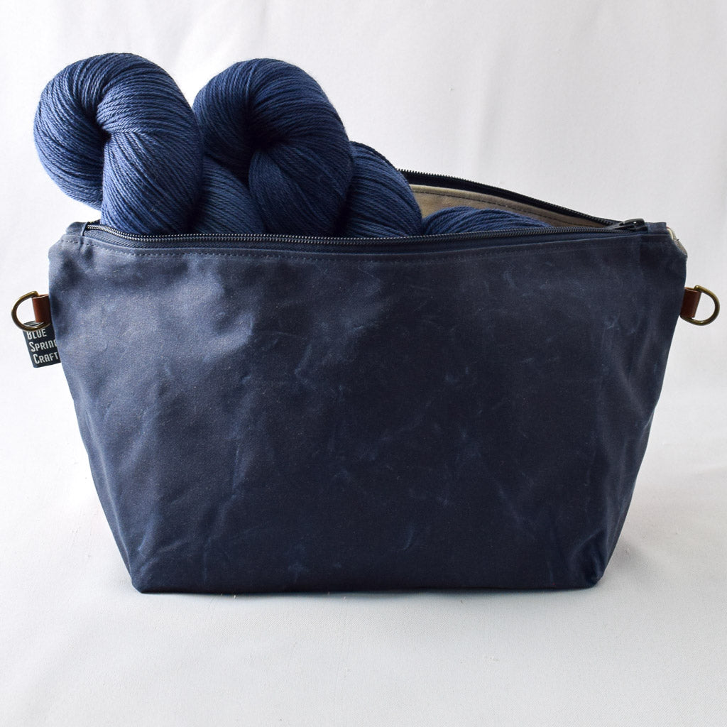 Navy with Rectangles Bag No. 5 - The Large Zip Project Bag