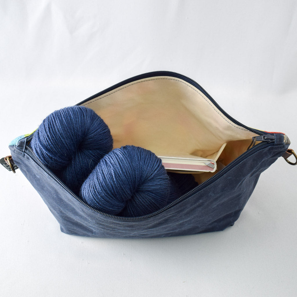 Navy with Rectangles Bag No. 5 - The Large Zip Project Bag