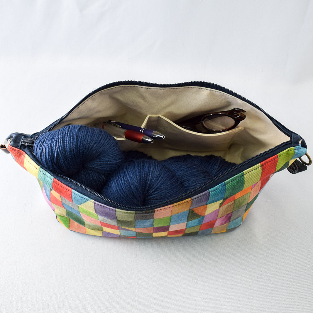 Navy with Rectangles Bag No. 5 - The Large Zip Project Bag