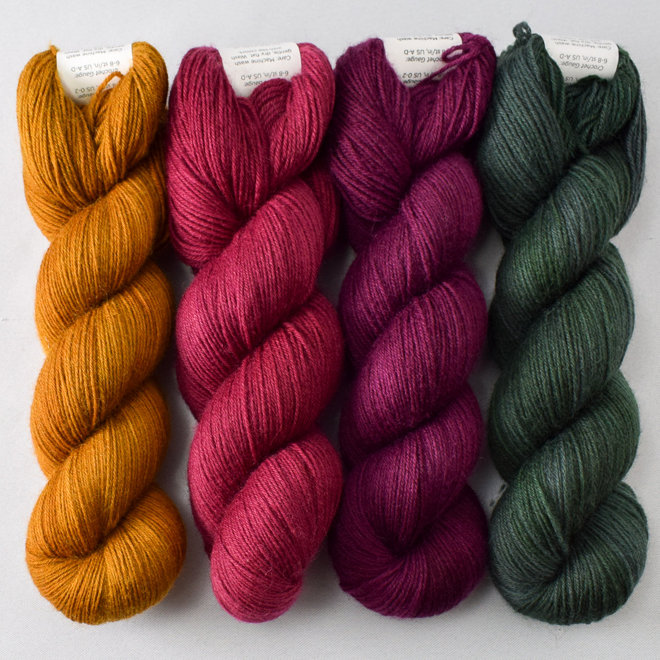 Old Gold, Aubergine, Bougainvillea, and Dunk - Miss Babs Katahdin 437 Quartet