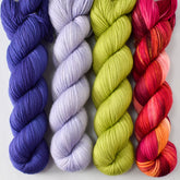 Opaline Violet, Electra, Duckfoot, and Bloomin' Pansies - Miss Babs Yummy 2-Ply Quartet