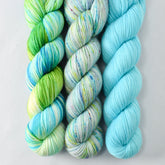 Orinoco, Under the Sea, and Blue Poppy - Miss Babs Yummy 2-Ply Trio
