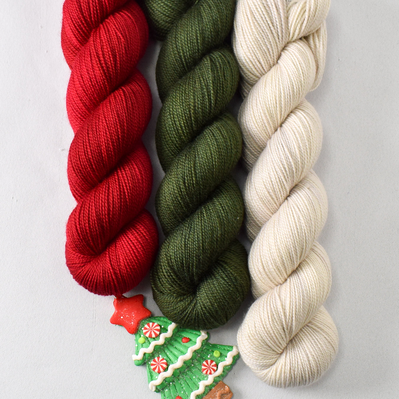 Poinsettia, Nori, and White Peppercorn - Miss Babs Yummy 2-Ply Trio