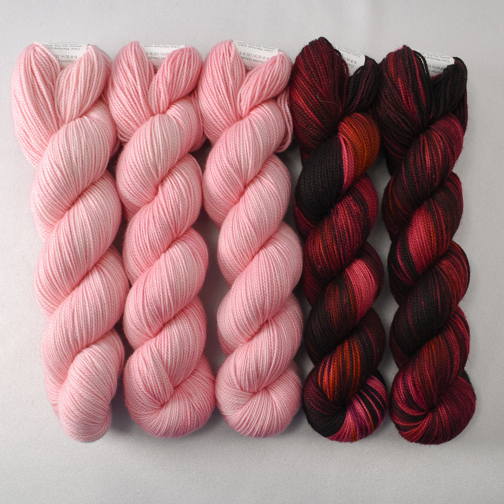 Puna Flamingo (3) and Fireside (2) - Miss Babs Yummy 2-Ply Tiny Dancer Sets