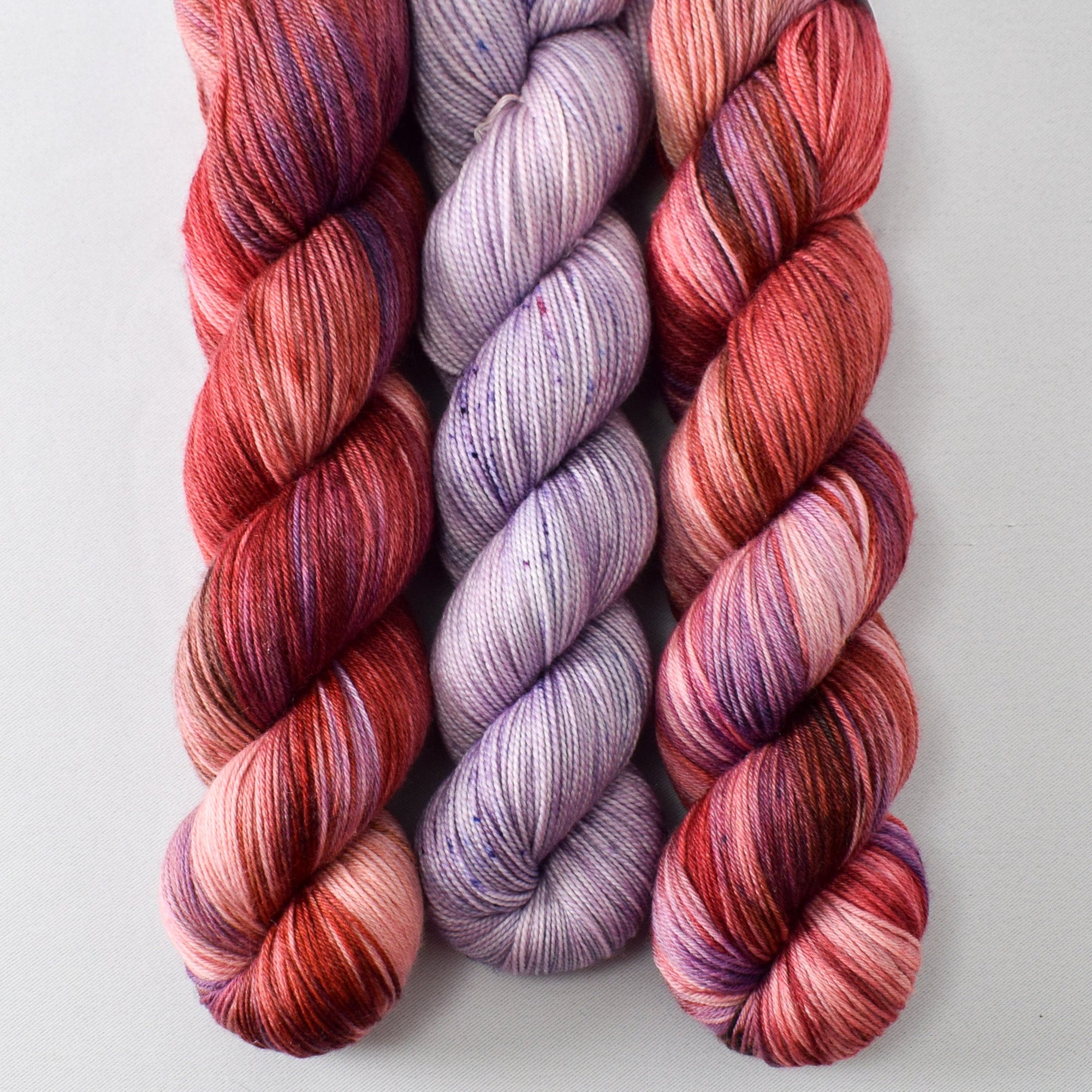 Rise and Shine (Tarte) and Flattop Mountain (Yummy 2-Ply) - Miss Babs Feyrow Shawl Set