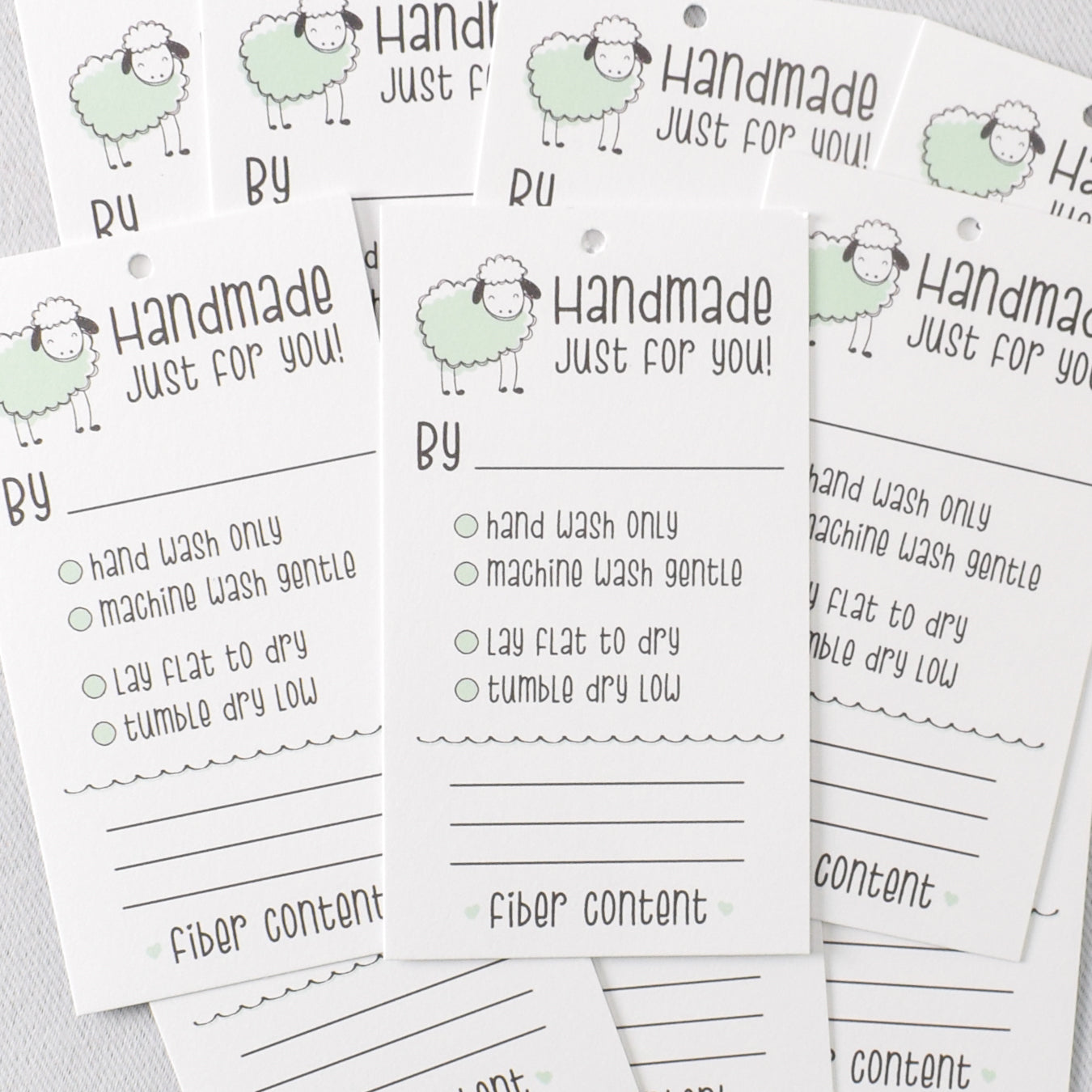Sheep Design Handmade Care Tags - Teal (Set of 10) - Miss Babs Notions