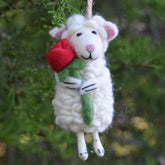 Sheep Holding Rose Ornament - Miss Babs Notions