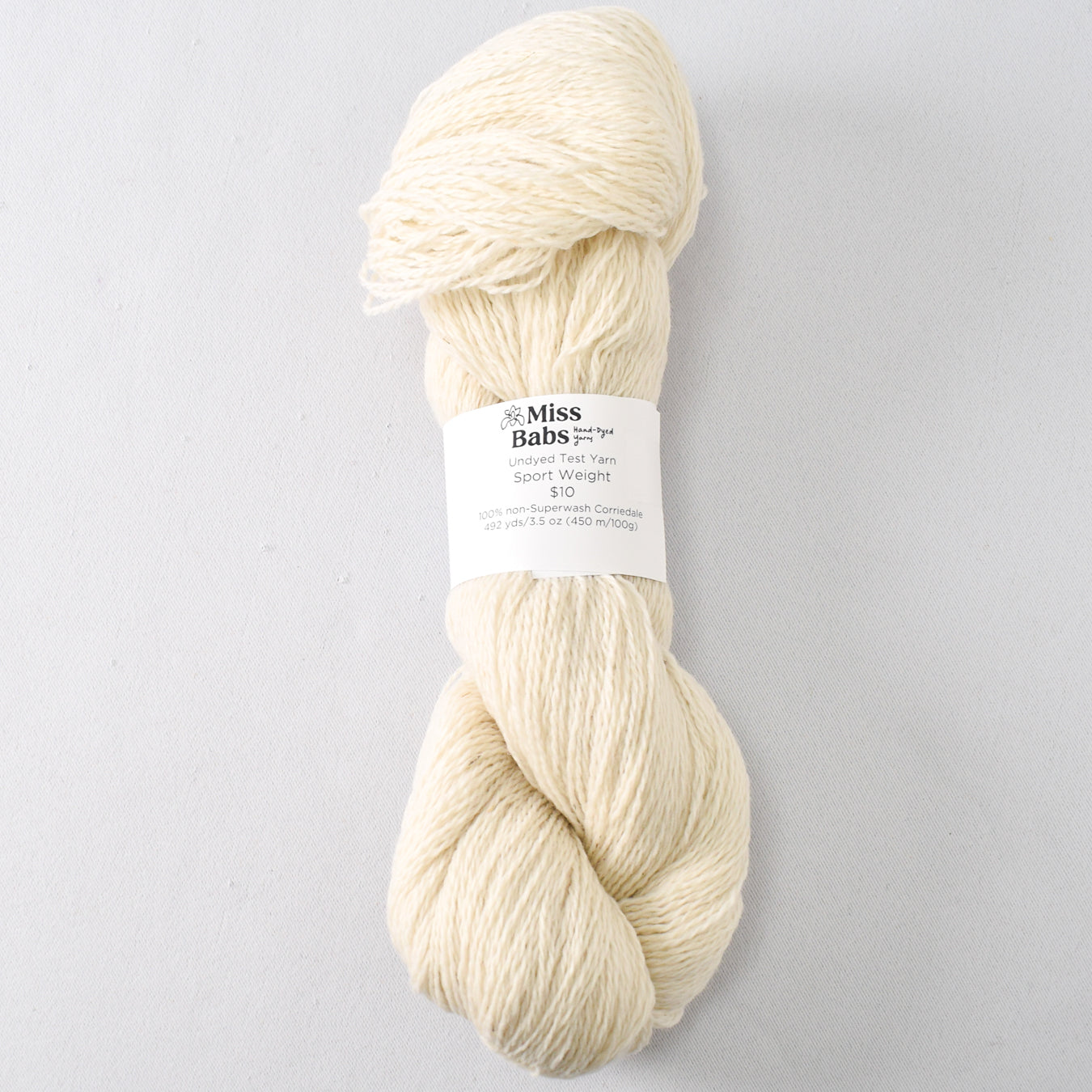 Sport Weight, 492 Yards, Corriedale - Miss Babs Undyed Test Yarn