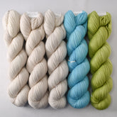 White Peppercorn (3), Reflection, and Duckfoot - Miss Babs Yummy 2-Ply Drops of Jupiter Set